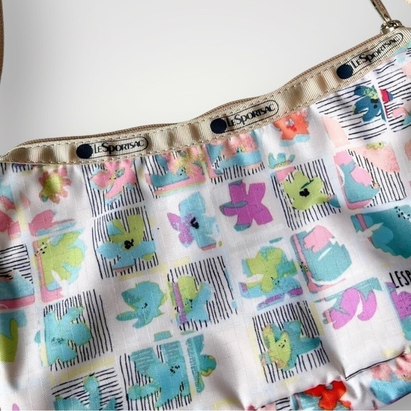 LESPORTSAC Very Merry Small Hobo Shoulder Bag Crossbody Nylon Floral 9x5x3” - Picture 5 of 15
